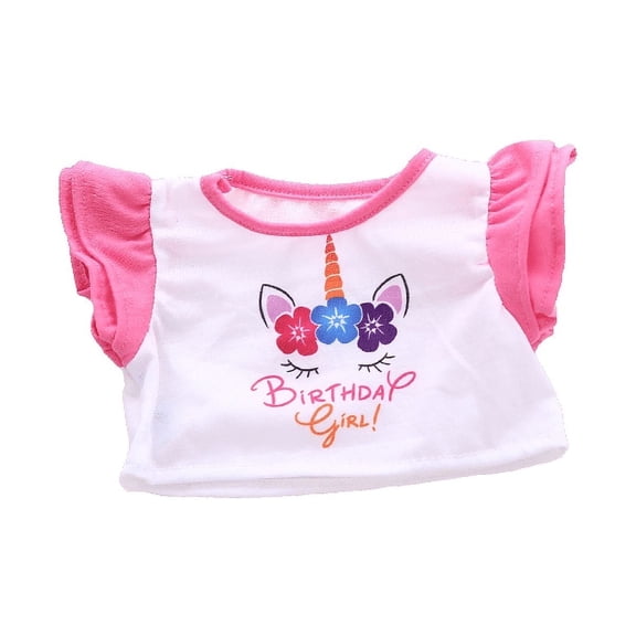 Plush Gear Birthday Girl Unicorn Tee for 6"-10" Cute Doll & Plush Toy Outfit