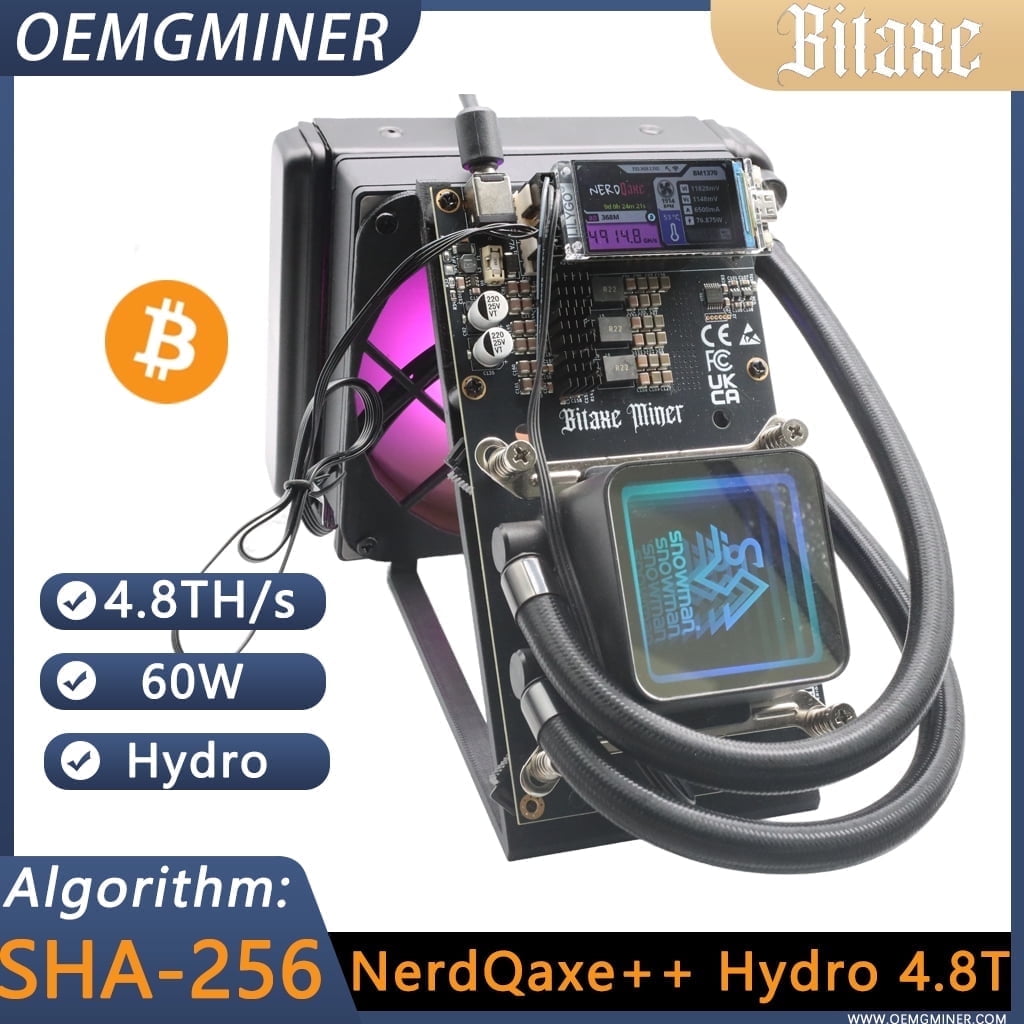 BTC Mining Thuissetup NerdQaxe++ Hydro | 4.8 TH/s | 100% Silent  Energiezuinige ASIC Miner