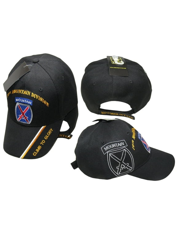 New Black 10th Tenth Mountain Division Army Hat Ball Cap Veteran Climb To Glory