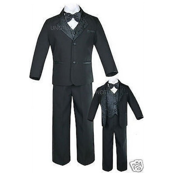 New Black Baby,Toddler & Boy Wedding Formal Tuxedo Suit S M L XL 2T 3T 4T 5,6-20