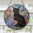 thumbnail image 1 of New Black Cat Flower Stained Glass Suncatcher, Cat Glass Art, Cat Window Hangings, Cat Home Decor, Cat Wall Hanging, Gift for Cat Lovers, 1 of 4