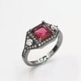 thumbnail image 1 of New Black Gold Square Crystal Inlay Ring Jewelry Popular Man and Women's Gift, 1 of 6
