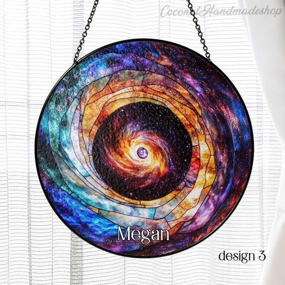 New Black Hole Glass Suncatcher, Galaxy Vortex Suncatcher, Cosmic Spiral Window Decor,Nebula Black Hole Art,Outer Space Room Decor,Universe Gift