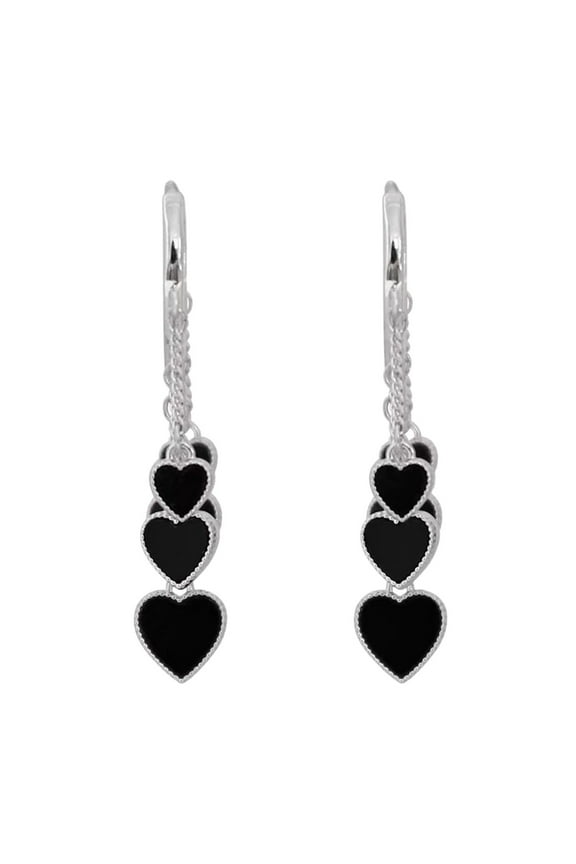 New Black And Love Tassel Earrings Fashion Light Ear Clip Simple Gold Color Ladies Earrings Jewelry Earrings Chain Valentines Earrings for Women Earnings for Women Clip on Hoop Earrings for