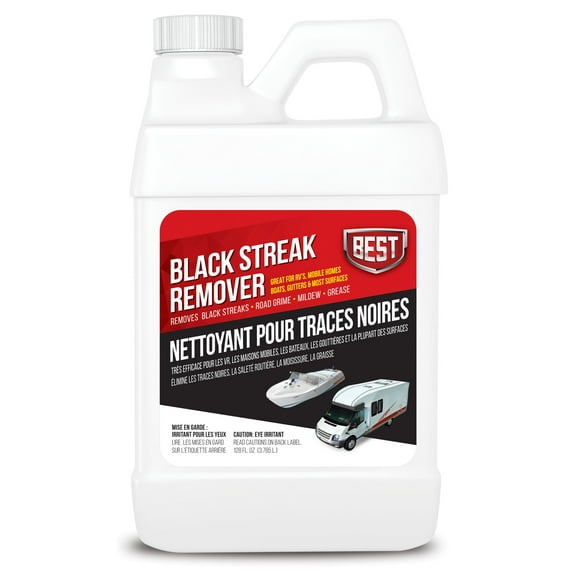 B.E.S.T. 50128 Black Streak Remover Heavy-Duty Cleaner for RVs, Campers, Boats, and Trailers Instantly Removes Black Stains from Siding, Gutters & Awnings - 1 Gallon Refill (128 oz.)