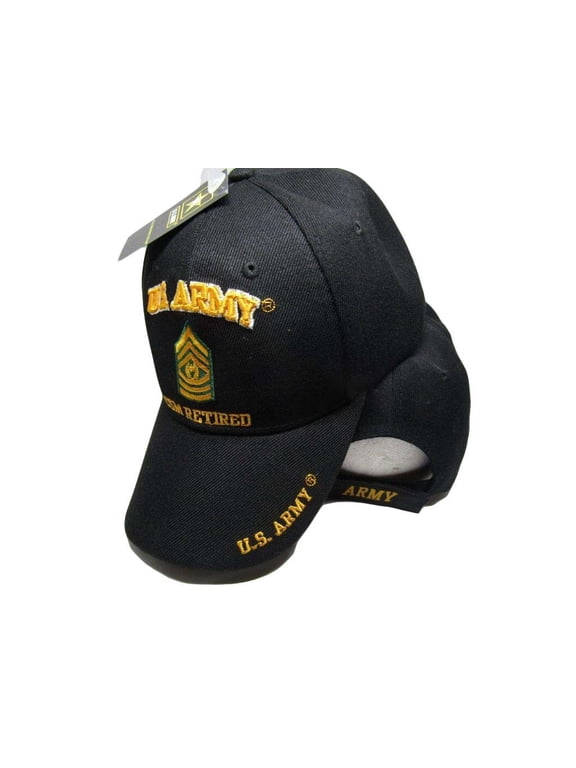 New Black US Army CSM Command Sergeant Major Retired Hat Ball Cap Veteran E-9