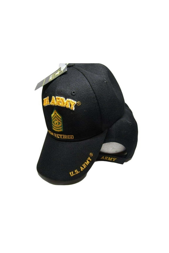 New Black US Army CSM Command Sergeant Major Retired Hat Ball Cap Veteran E-9