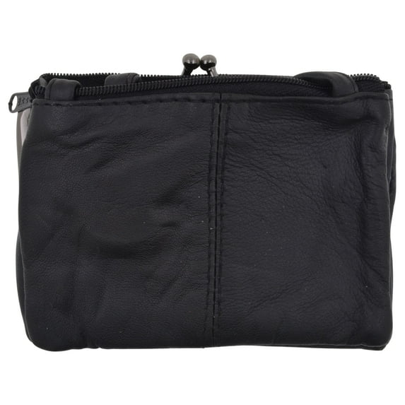 New Black Zippered Coin Change Purse W/ Twist Pocket for Ladies