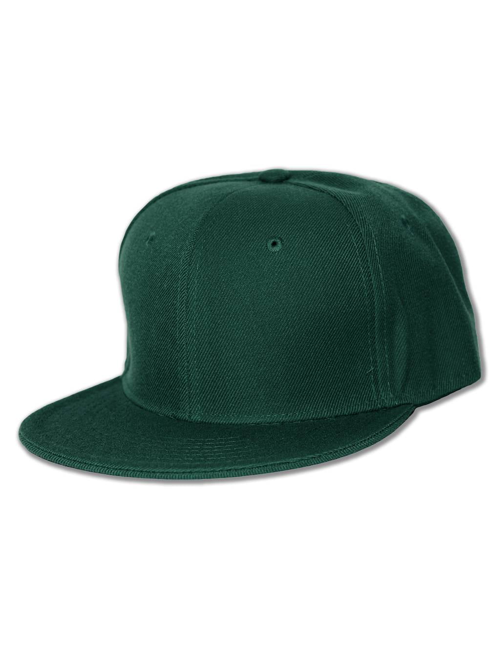 New Blank Baseball Flat Bill Fitted Hat Cap - Forest Green 7 3/8 