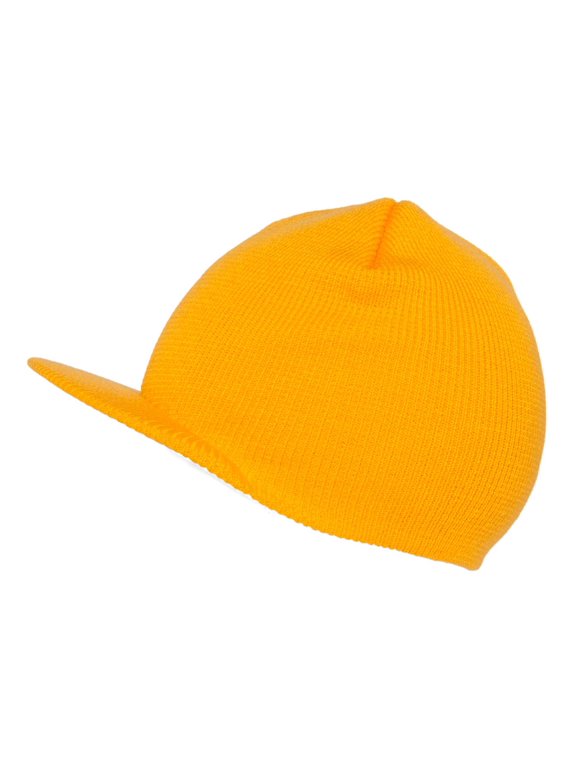 New Blank Cuffless Beanie Visor, Mustard