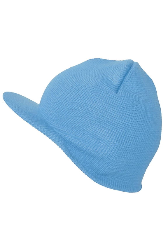 New Blank Cuffless Beanie Visor, Powder Blue