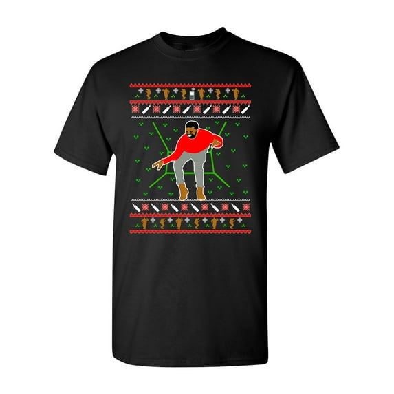 New Bling Santa Sweater Music Song Ugly Hot Christmas Funny Humor DT Adult T-Shirt Tee (Large, Black)