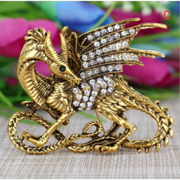 New Blue Enamel Cool Dragon Magical Crystal Jewelry Charm Brooch Pin Gift