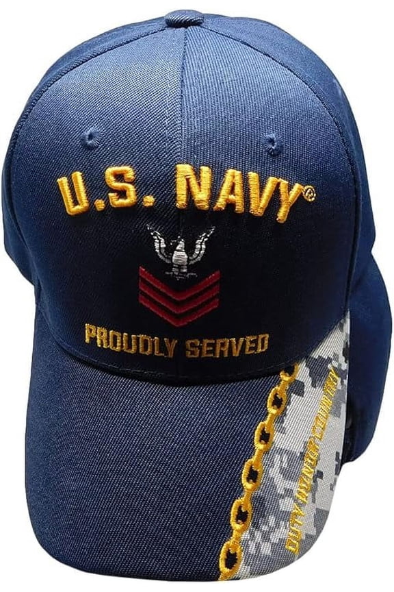 New Blue US Navy PO1 Petty Officer 1st First Class Hat Ball Cap Veteran Military