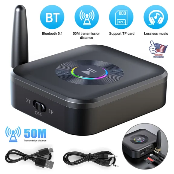 New Bluetooth 5.1 Receiver Wireless 3.5Mm Jack Aux To 2 Rca Audio Stereo Adapter