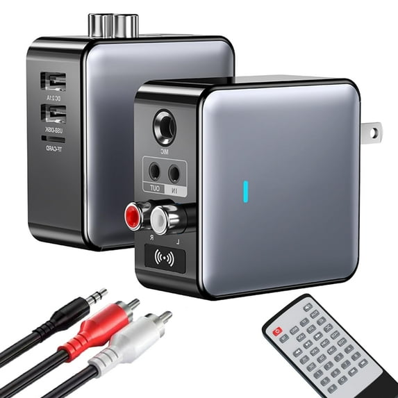 New Bluetooth Transmitter Receiver,Audio Receiver Transmitter for TV,with 3.5mm AUX, 4-in-1 Bluetooth 5.3 Adapter for Airplane, Gym Equipment, Cars, Headphones,Speakers,TV,PC (Black)