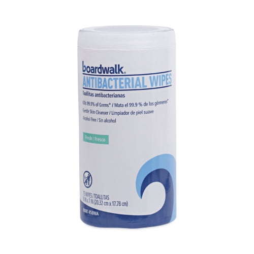 Antibacterial Wipes, 5.4 x 8, Fresh Scent, 75/Canister, 6 Canisters/Carton Antibacterial Wipes, 5.4 x 8, Fresh Scent, 75/Canister, 6 Canisters/Carton