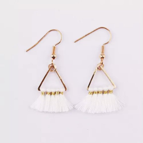New Bohemia Jewelry Small Gold Plated Triangle Fan Fringe Tassel Dangle Earrings