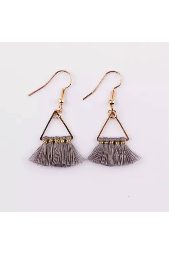New Bohemia Jewelry Small Gold Plated Triangle Fan Fringe Tassel Dangle Earrings