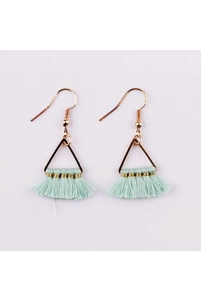 New Bohemia Jewelry Small Gold Plated Triangle Fan Fringe Tassel Dangle Earrings