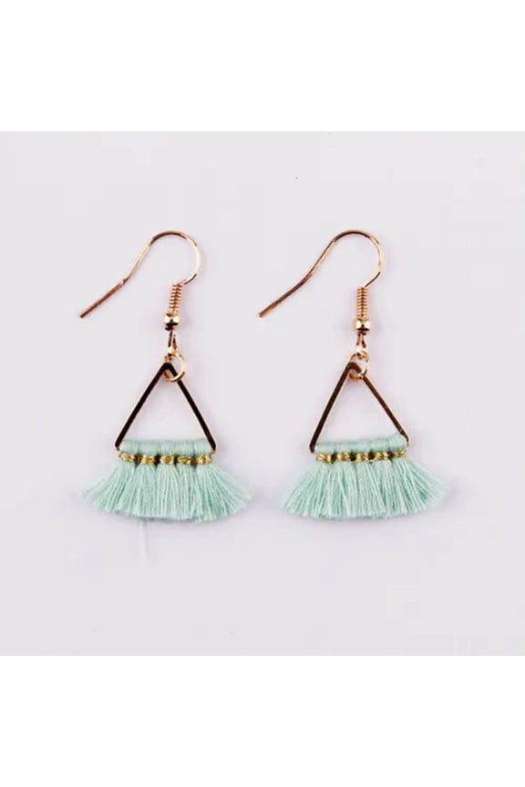 New Bohemia Jewelry Small Gold Plated Triangle Fan Fringe Tassel Dangle Earrings