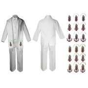 New Born Baby Boy Teen Christening Baptism Formal White Paisley Suit Silver Gold Maria Guadalupe on Stole SM-20