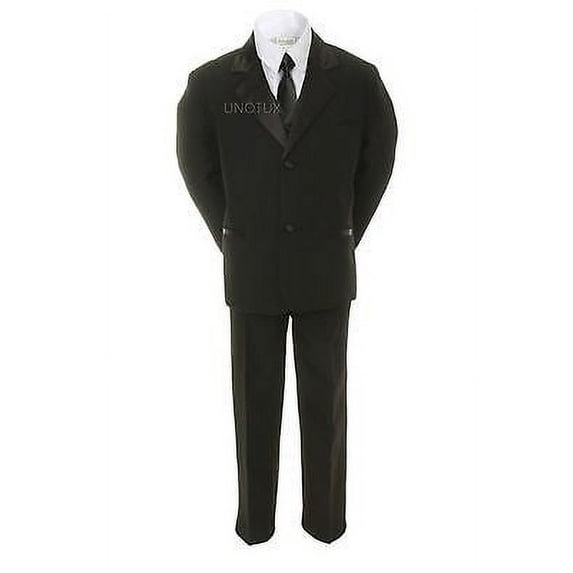 New Born Baby Toddler Kid Teen Boy Black Formal Wedding Party Suit Tuxedo S-20