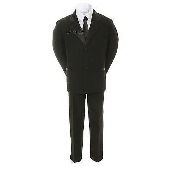 New Born Baby Toddler Kid Teen Boy Black Formal Wedding Party Suit Tuxedo S-20