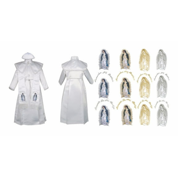 New Born Boy Baby Christening Baptism Formal Gown with Virgin Mary Stole 0-30 M