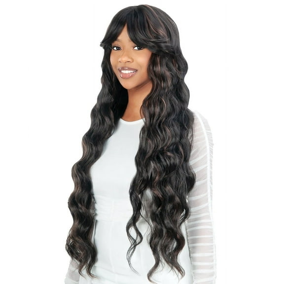 New Born Free Synthetic Cutie Curtain Bang Extra Long Ocean Wave Wig - CT195 (DX/MILK TEA)