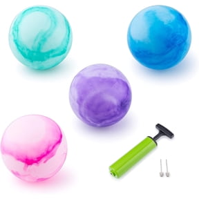 New Bounce Playground Balls 8.5 Marbleized 4-Pc Ball Set for Kids, Includes Pump & Pins, Fun Outdoor Play Ball Set