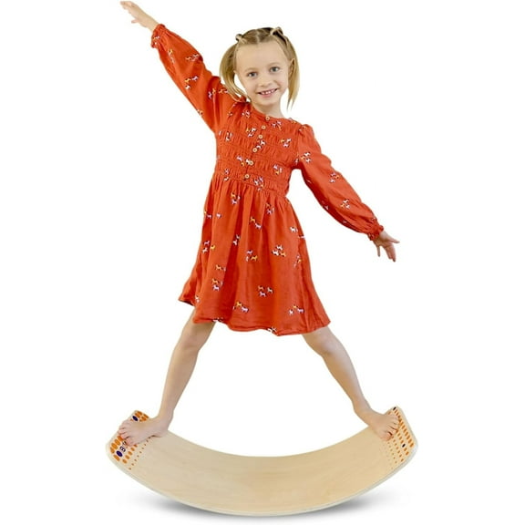 New Bounce Balance Board – Premium Wooden Wobble Board for Exercise & Balance Training – Supports Up to 480 lbs – Large 11.8"x35" – For Teens & Adults