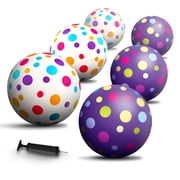 New Bounce Kids Ball Set, 6-Pack 8.5 Polka-Dot Playground Ball with Pump, Durable PVC Outdoor Ball for Children & Toddlers