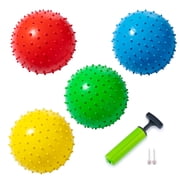 New-Bounce 8.5" Knobby Balls – Set of 4 with Pump & 2 Pins – Inflatable Bouncy Balls for Indoor or Outdoor Fun