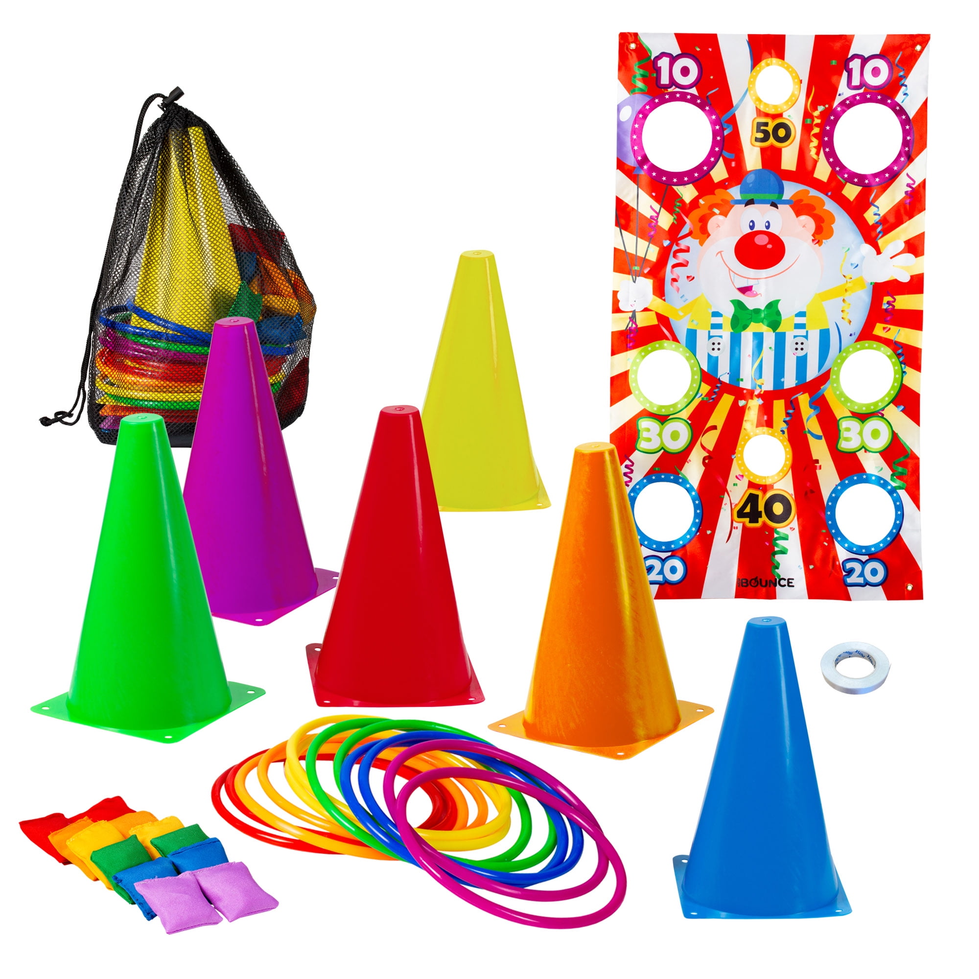 NewBounce Ring Toss Games for Kids 4 in 1 Outdoor Carnival Games Toss Ring Set Includes