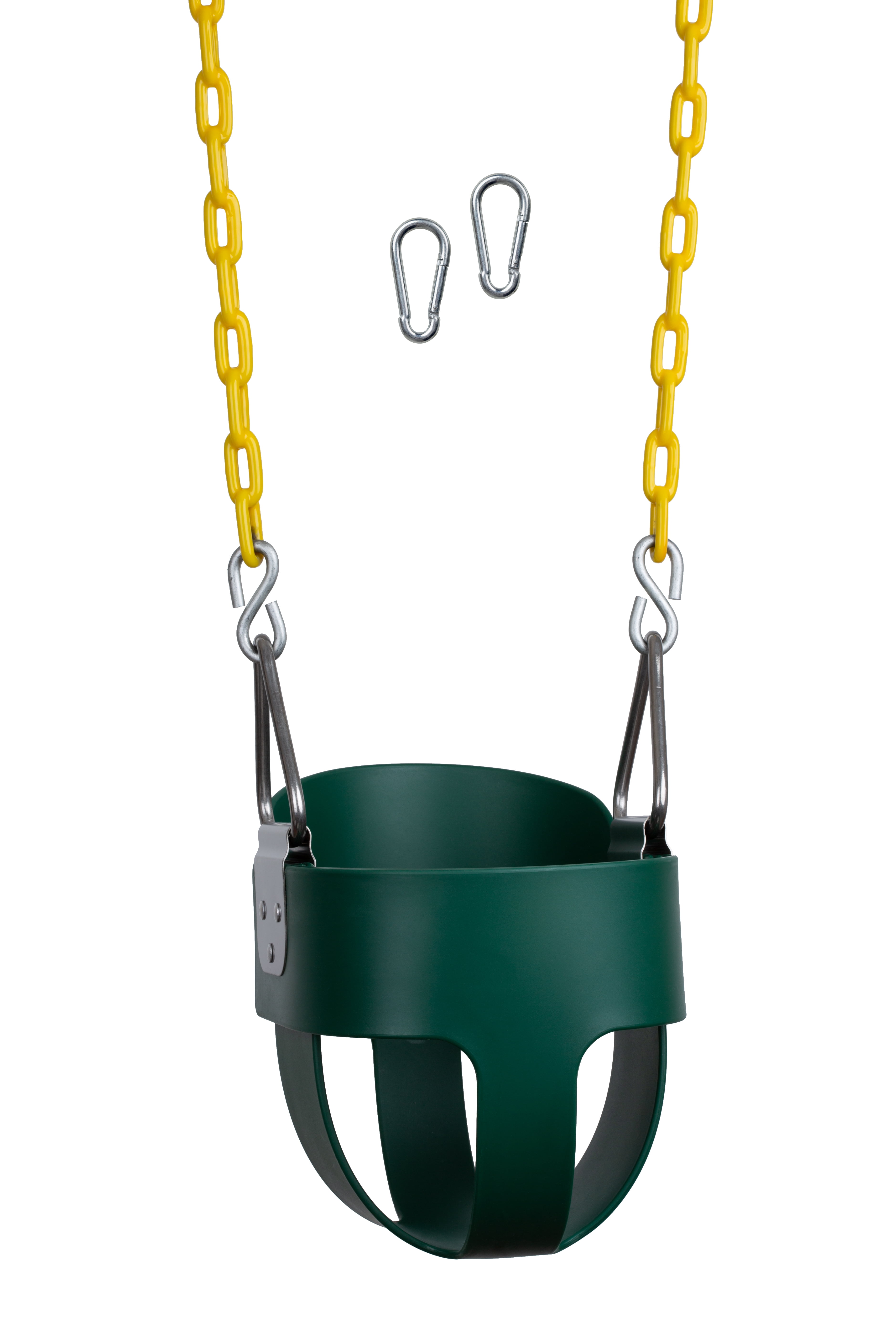 Green High Back Toddler Bucket Swing with Coated Chains