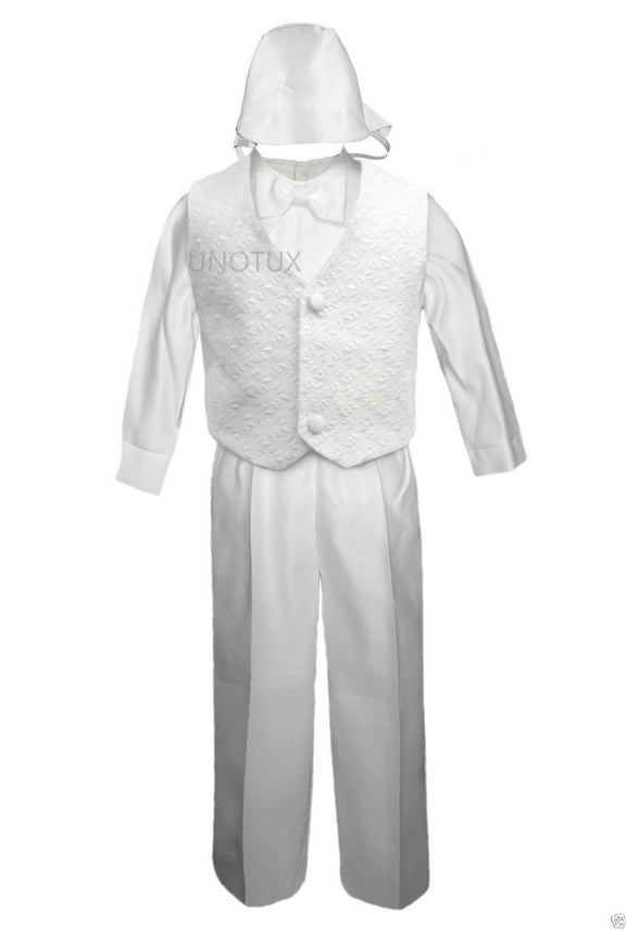New Boy Infant Toddler Christening Baptism Church Long Sleeve Vest Set Suit S-4T