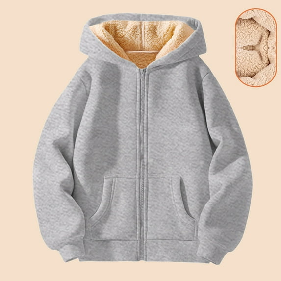 New Boys' and Girls' Outerwear with Thick Lamb Wool Versatile Casual Warm and Outerwear for Big Children In Winter Children's Outerwear Hooded Pullover Girls Walls Coat Winter Coats under 20 5t