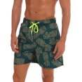 thumbnail image 1 of New Boys Mens Swimming Trunks Swim Shorts Board Shorts With Pockets Print Swimwear Beachwear Underwear Swimsuit Beach Pants Casual Quick Dry Bathing Suit Surfing Green Pineapple Print XL, 1 of 8