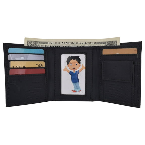 New Boys Slim Thin Nylon Trifold Wallet with Coin Pouch