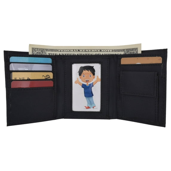 New Boys Slim Thin Nylon Trifold Wallet with Coin Pouch
