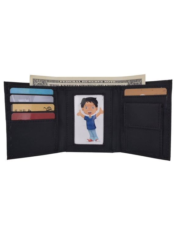 New Boys Slim Thin Nylon Trifold Wallet with Coin Pouch