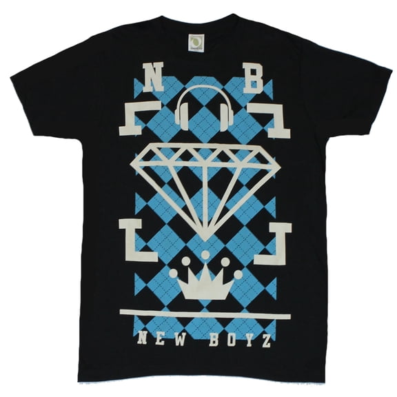 New Boyz Mens T-Shirt - Diamond Headphones Image (Large)