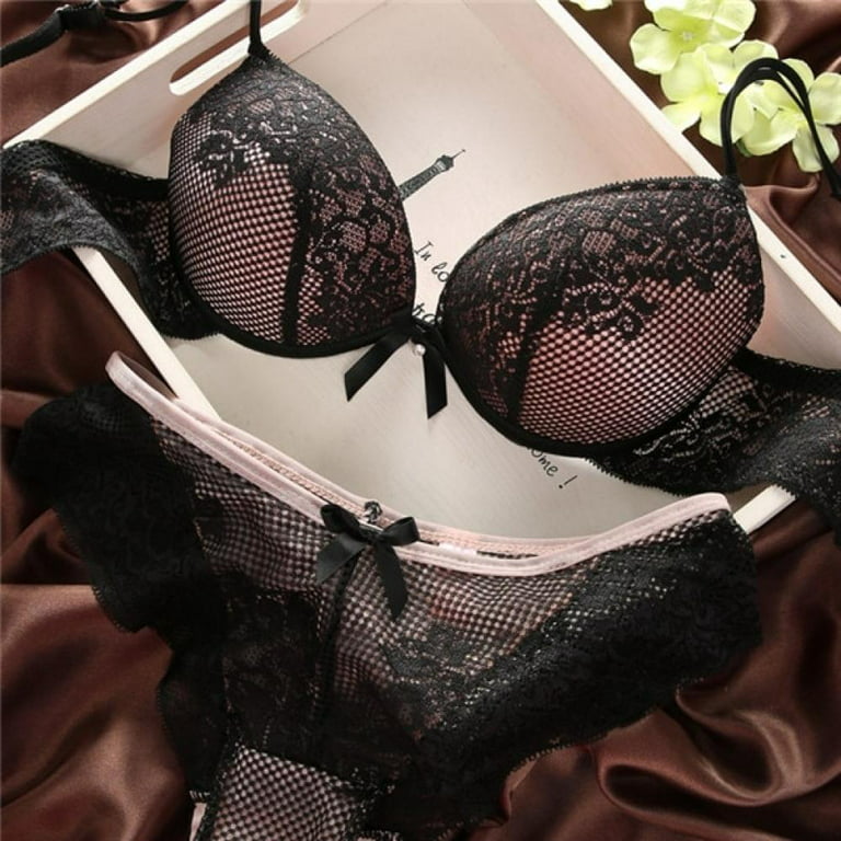 Vintage Black Lace Push Up Bra And Panty Set Christmas Bra And Underwear Set  With Deep V Neck Sexy From Fenghuangmu, $16.46