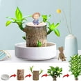 thumbnail image 1 of New Brazilian lucky wood green plant, with a plastec tray and two dolls, hydroponic stump purifying indoor air, suitable for home office desk decoration and as a gift. , 1 of 9