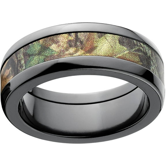 New Break Up Men's Camo 8mm Black Zirconium Band with Polished Edges and Deluxe Comfort Fit