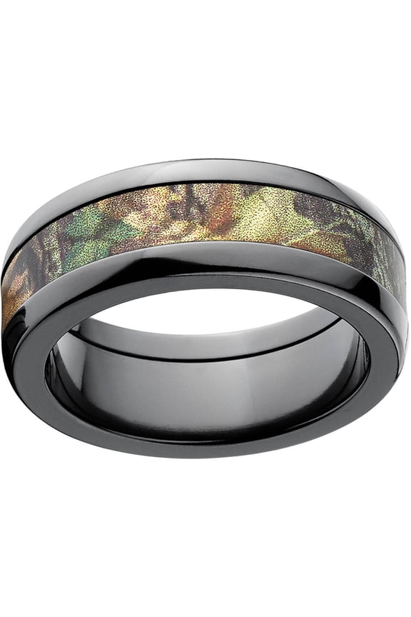 New Break Up Men's Camo 8mm Black Zirconium Band with Polished Edges and Deluxe Comfort Fit