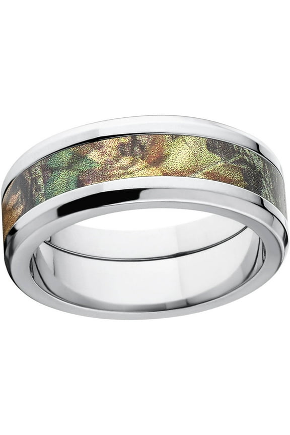 New Break Up Men's Camo 8mm Stainless Steel Wedding Band with Polished Edges and Deluxe Comfort Fit