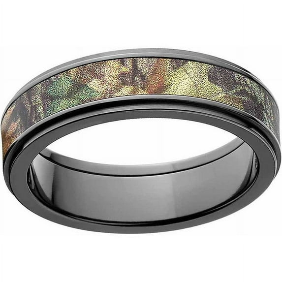 New Break Up Men's Camo Black Zirconium Ring with Polished Edges and Deluxe Comfort Fit