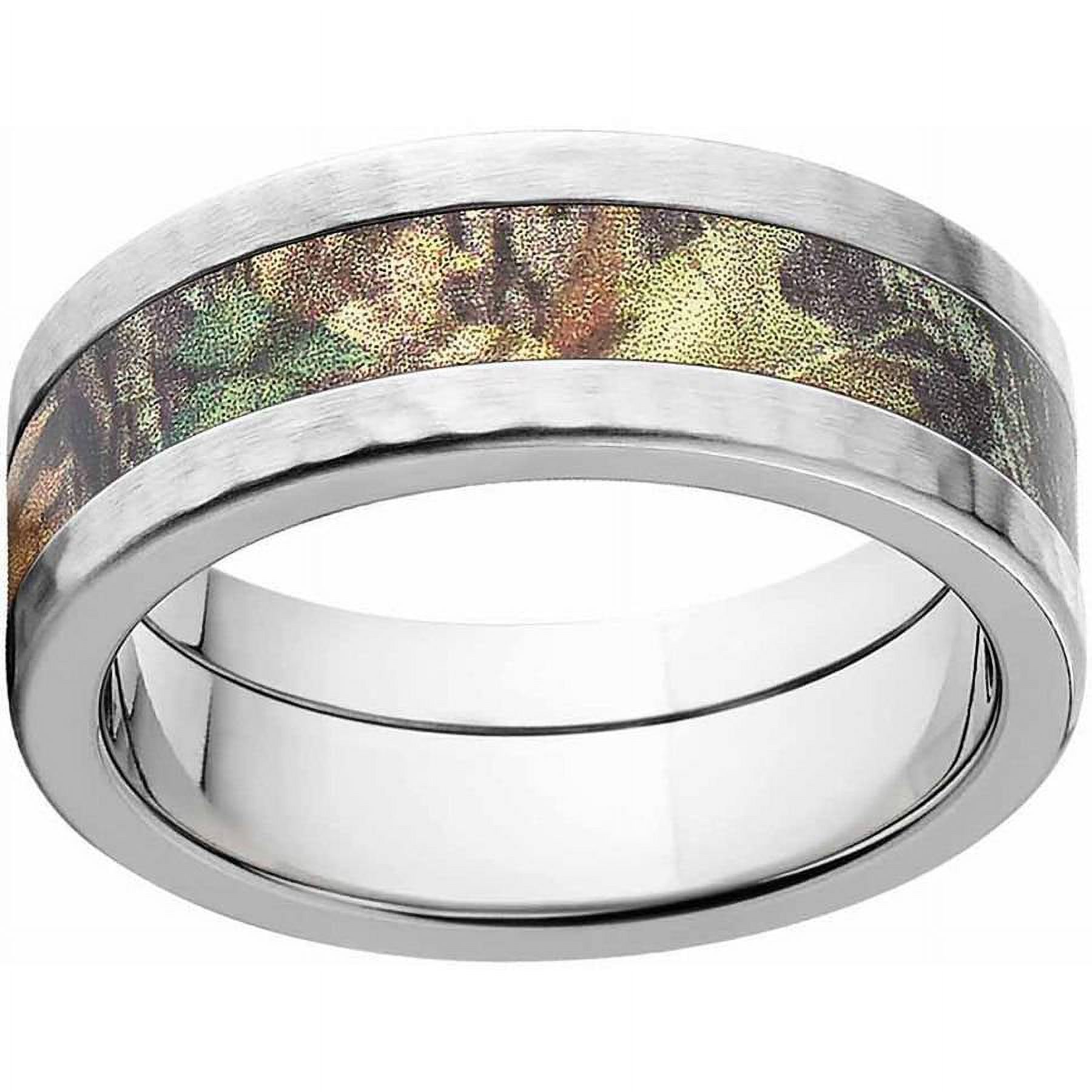 New Break Up Men's Camo Stainless Steel Ring with Cross Polished Edges and Deluxe Comfort Fit